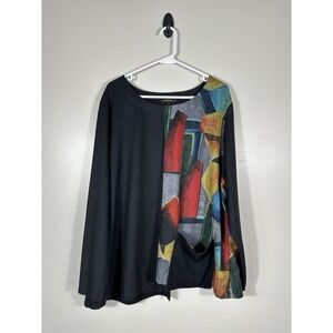 Radzoli Top Womens‎ 2X Multicolored Asymmetrical Art To Wear Boho